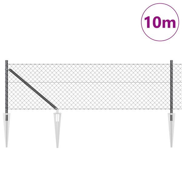 vidaXL Zaunpfosten Grau 10 x 0,8 m (40 x 40 mm Gitter) Stahl und PVC