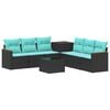 vidaXL Sofa Set 8 stk. Schwarz und Blau Polyrattan und Stahl