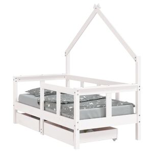 vidaXL Kinderbett mit Schubladen Wei&szlig; 70x140 cm Massivholz Kiefer