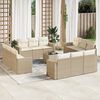 vidaXL 13-tlg. Garten-Sofagarnitur mit Kissen Beige Poly Rattan