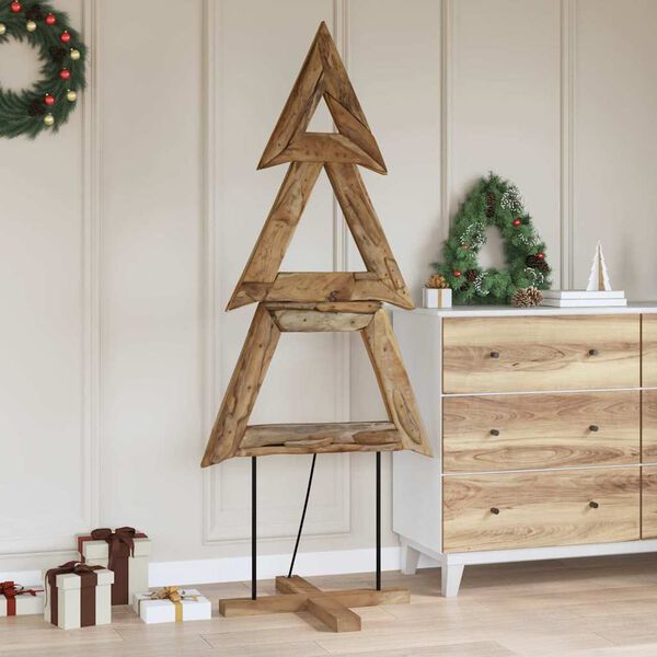 vidaXL Weihnachtsbaum mit St&auml;nder Braun 180 cm Massivholz Teak