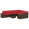 vidaXL 10-teiliges Gartensofa-Set mit Kissen, braun, Polyrattan
