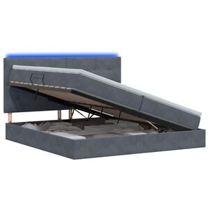 vidaXL LED-Speicherbett mit Matratze Dunkelgrau 200 x 200 cm Samt