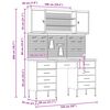 vidaXL Werkbank mit Schubladen 8 pcs Schwarz Ingenieure Holz und Stahl