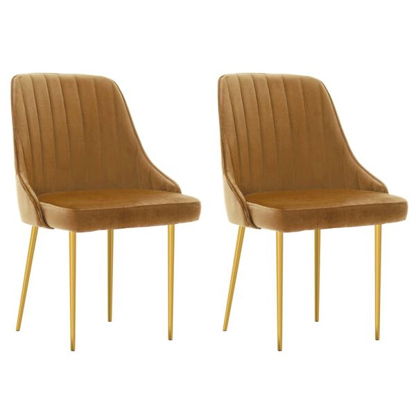 vidaXL Esszimmerst&uuml;hle 2 Stk. Braun Samt