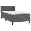 vidaXL Boxspringbett mit Matratze Dunkelgrau 100x200 cm Samt