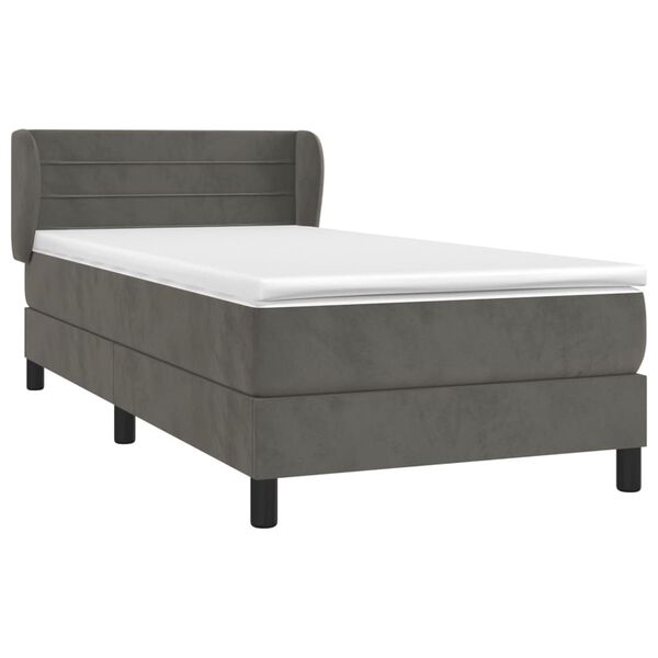 vidaXL Boxspringbett mit Matratze Dunkelgrau 100x200 cm Samt