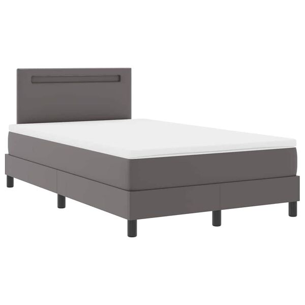 vidaXL Boxspringbett mit Matratze Grau 120 x 200 cm Kunstleder