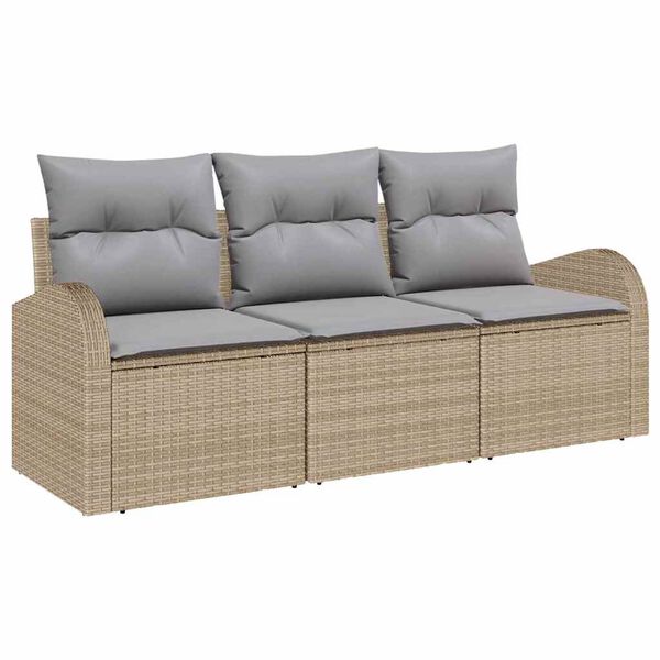 vidaXL Gartensofa-set Beige Poly-Rattan