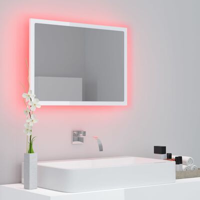 vidaXL LED-Badspiegel Hochglanz-Weiß 60x8,5x37 cm Acryl
