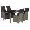 vidaXL 5-tlg. Garten-Bistro-Set mit Kissen Grau Poly Rattan