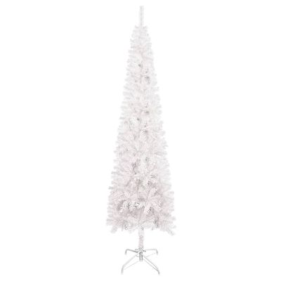 vidaXL Weihnachtsbaum Schlank mit Beleuchtung & Kugeln Weiß 180 cm