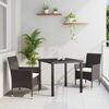 vidaXL Garten Essgruppe mit Kissen 3 pcs Braun Poly-Rattan