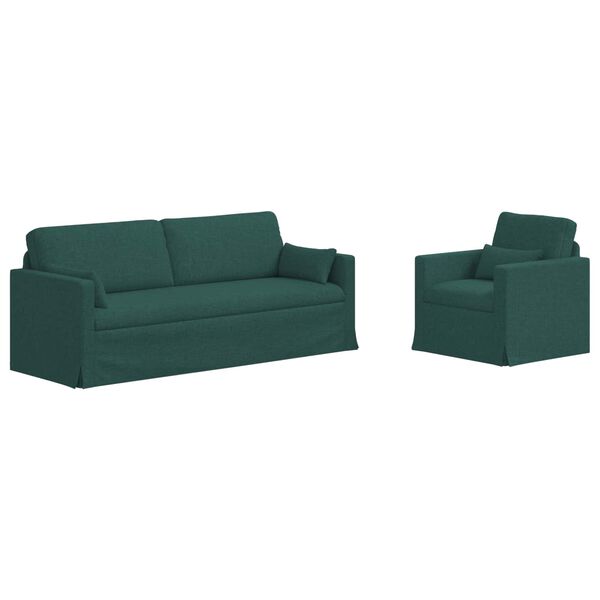 vidaXL Sofa 180cm 2 pcs Dunkelgr&uuml;n Metall