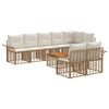 vidaXL Outdoor-Sofagarnitur 9 stk. Nat&uuml;rlich und Cremwei&szlig; Poly-Rattan