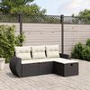 vidaXL 4-tlg. Garten-Sofagarnitur mit Kissen Schwarz Poly Rattan