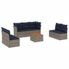 vidaXL 8-tlg. Garten-Sofagarnitur mit Kissen Grau Poly Rattan