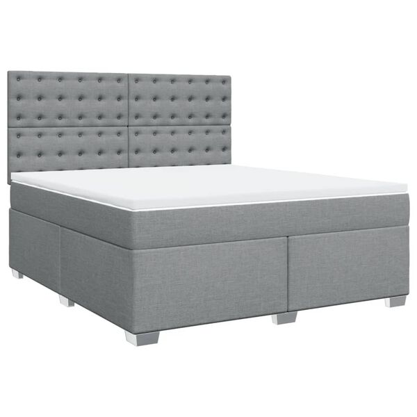 vidaXL Boxspringbett mit Matratze Hellgrau 180x200 cm Stoff
