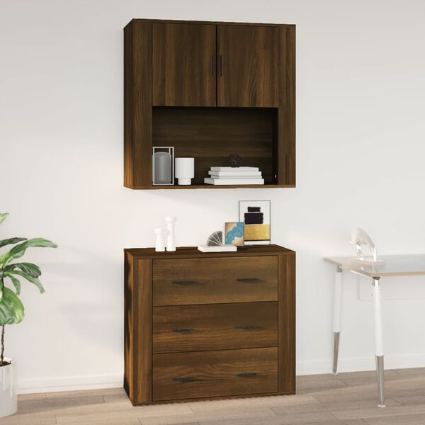 vidaXL Wandschrank Braun Eichen-Optik 80x33x80 cm Holzwerkstoff