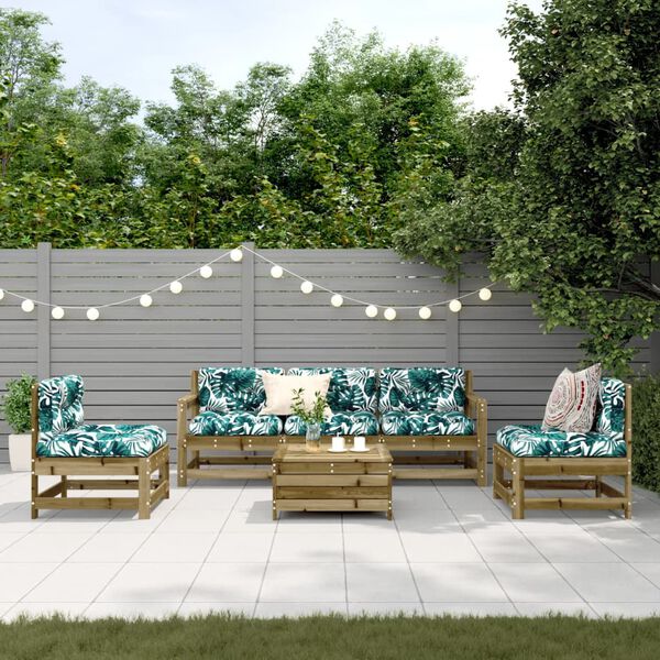vidaXL 6-tlg. Garten-Lounge-Set mit Kissen Impr&auml;gniertes Kiefernholz
