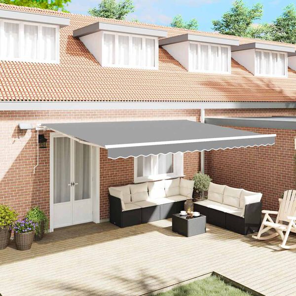 vidaXL Markisenrahmen mit LED-Lichtleisten Weiß 500 x 300 cm Aluminium