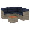 vidaXL 6-tlg. Garten-Sofagarnitur mit Kissen Grau Poly Rattan