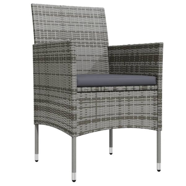 vidaXL 7-tlg. Garten-Essgruppe mit Kissen Grau und Schwarz