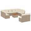 vidaXL 12-tlg. Garten-Sofagarnitur mit Kissen Beige Poly Rattan