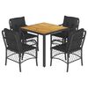 vidaXL 5-tlg. Garten-Essgruppe mit Kissen Schwarz Poly Rattan