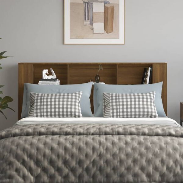 vidaXL Kopfteil mit Ablagen Braun Eichen-Optik 180x18,5x104,5 cm