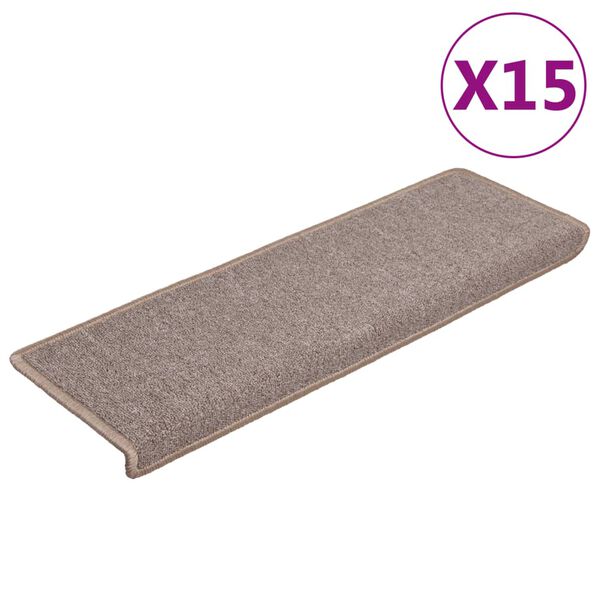 vidaXL Stufenmatten 15 Stk. 65x21x4 cm Hellbraun Rechteckiger Rand