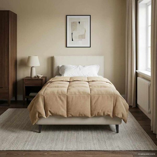 vidaXL Winterbettdecke Gepolstert Dunkelblau 140 x 220 cm Mikrofaser