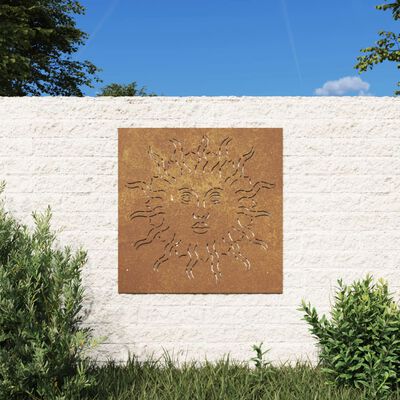 vidaXL Garten-Wanddeko 55x55 cm Cortenstahl Sonne-Design