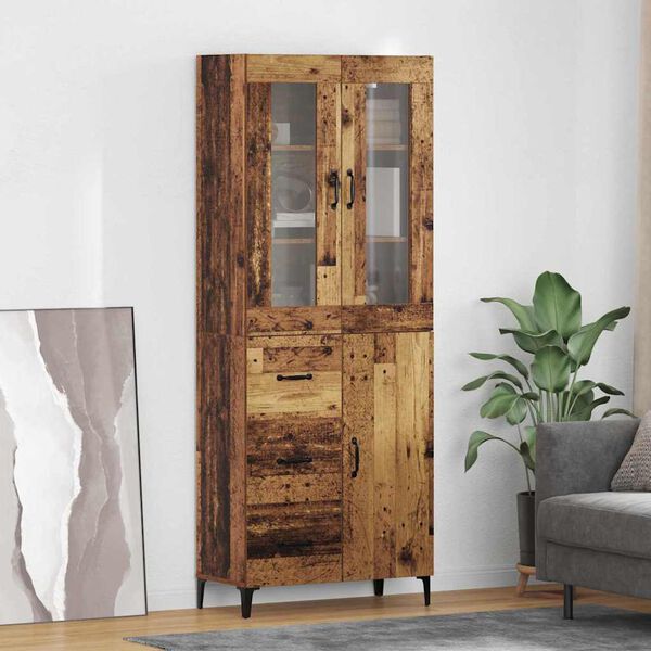 vidaXL Highboard Wandmontiert Altholz 69,5 x 34 x 180 cm Holzwerkstoff