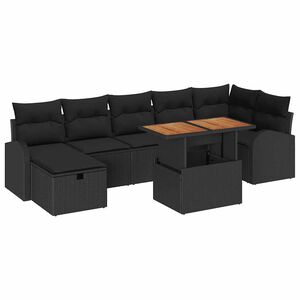 vidaXL Gartensofa-set mit Kissen 8 pcs Schwarz Poly-Rattan