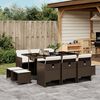 vidaXL 11-tlg. Garten-Essgruppe mit Kissen Braun Poly Rattan