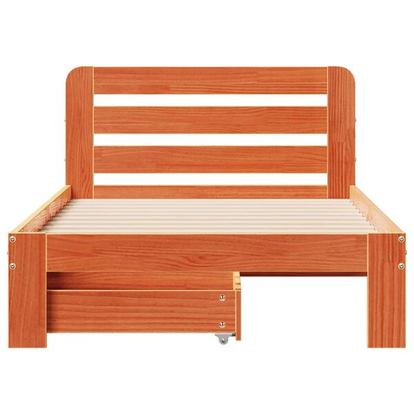 vidaXL Massivholzbett ohne Matratze Wachsbraun 90x190 cm Kiefernholz