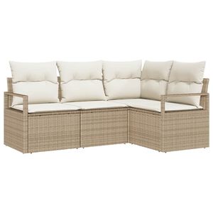 vidaXL Sofa Set 4 stk. Beige und Wei&szlig; Poly-Rattan