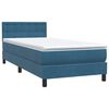 vidaXL Boxspringbett mit Matratze & LED Dunkelblau 90x210 cm Samt