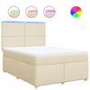 vidaXL Boxspringbett mit Matratze Creme 140x200 cm Stoff