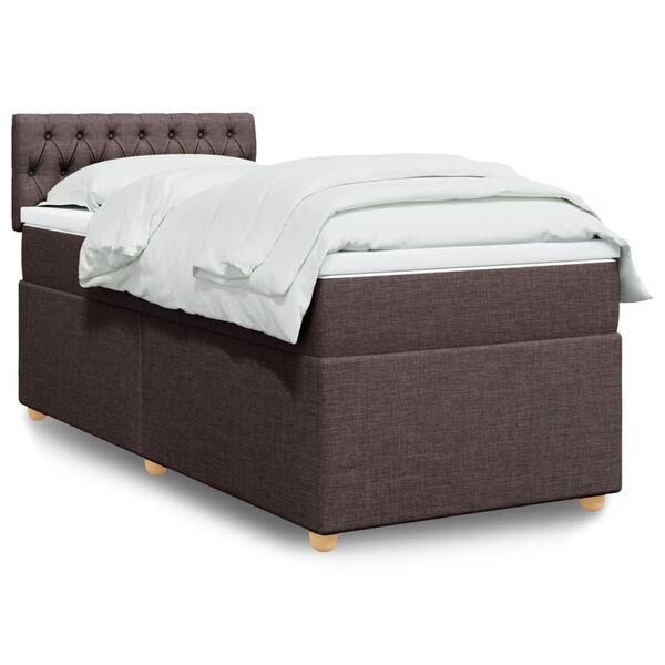 vidaXL Boxspringbett mit Matratze Dunkelbraun 90x190 cm Stoff
