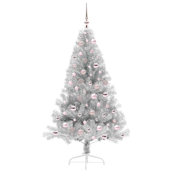 vidaXL Künstlicher vorbeleuchteter Weihnachtsbaum Silber 180 cm