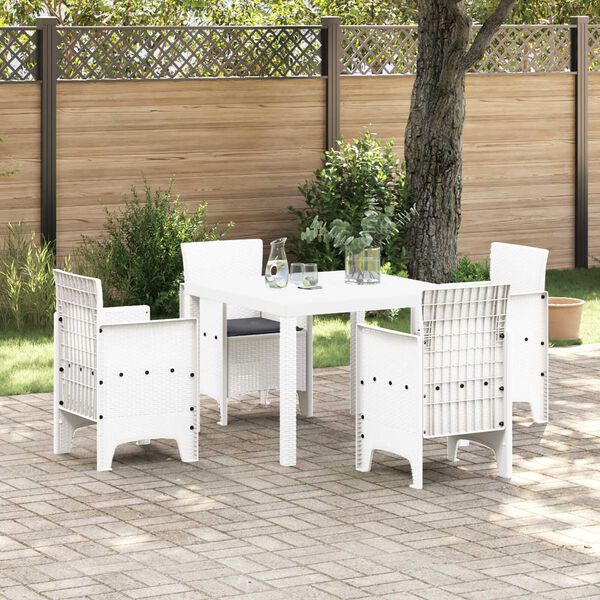 vidaXL Garten Essgruppe 5 pcs Wei&szlig; Polt Rattan