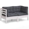 vidaXL 2-Sitzer-Gartensofa mit Anthrazit Kissen Massivholz Kiefer