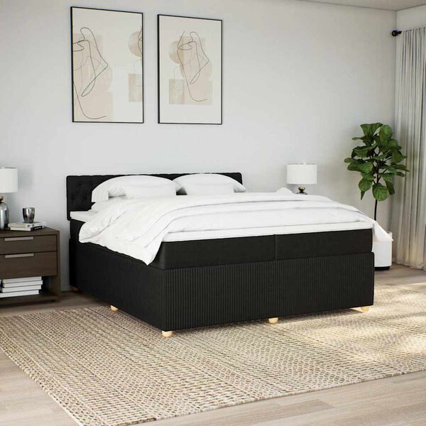 vidaXL Boxspringbett mit Matratze Schwarz 200x200 cm Stoff