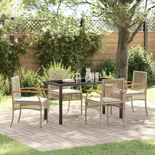 vidaXL Garten Essgruppe 5 pcs Beige Poly-Rattan