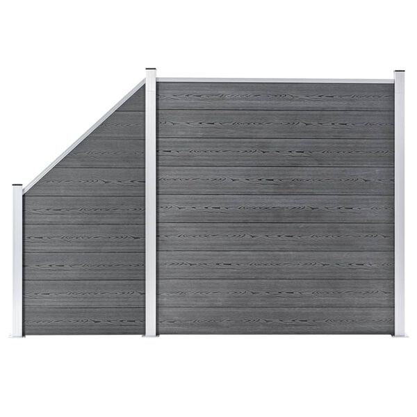 vidaXL WPC Zaun-Set 1 Quadrat + 1 Schräge 273x186 cm Grau