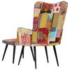vidaXL Sessel mit Hocker Mehrfarbig Patchwork Canvas