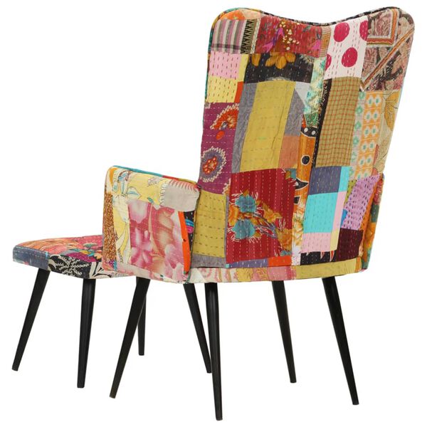 vidaXL Sessel mit Hocker Mehrfarbig Patchwork Canvas