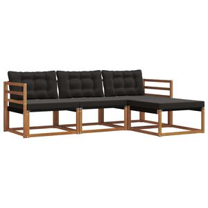 vidaXL Outdoor-Sofagarnitur mit Kissen 4 pcs Nat&uuml;rlich und Schwarz